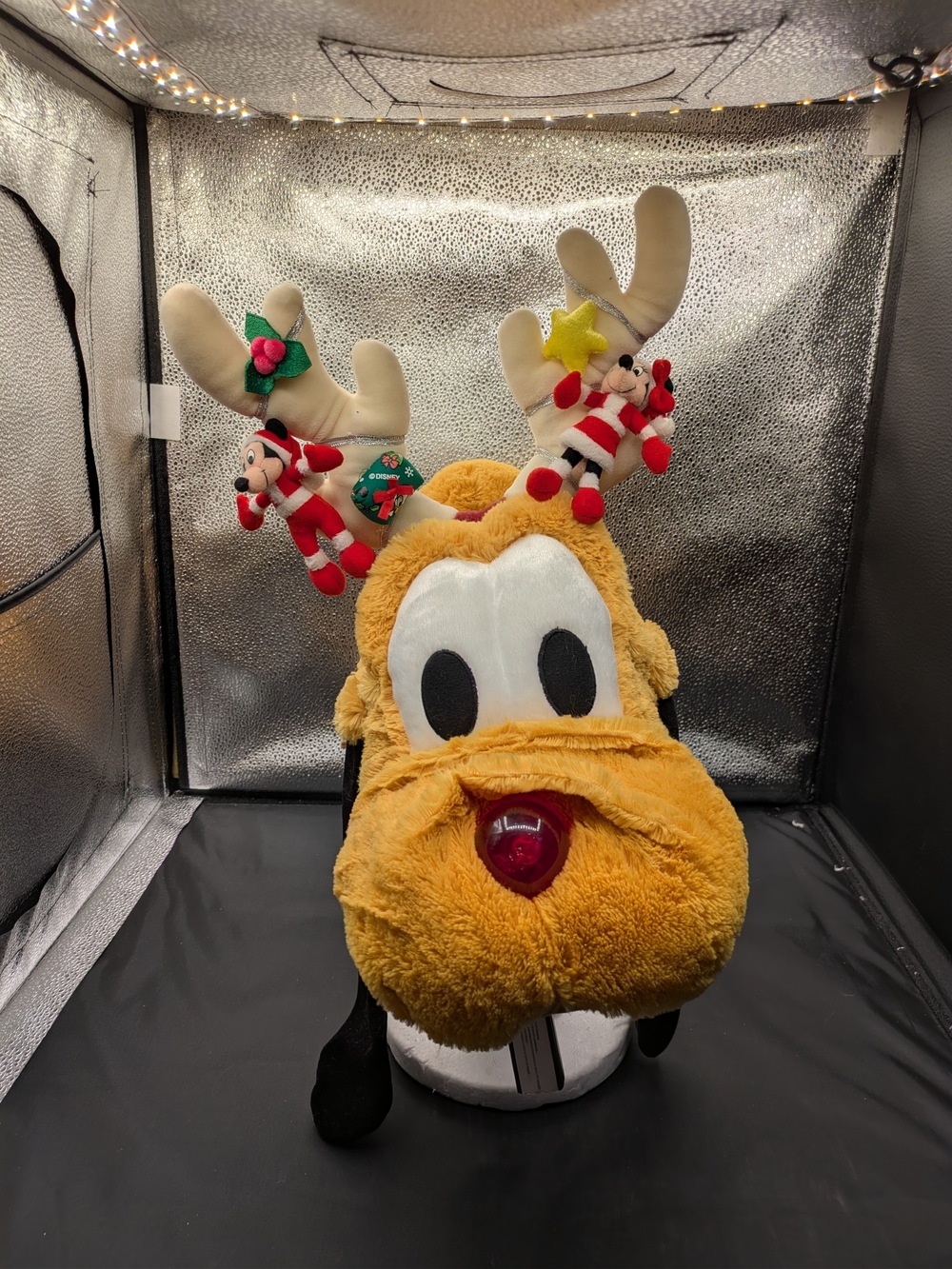 Disney Pluto Holiday Plush Adult Hat with Reindeer Antlers - Yellow